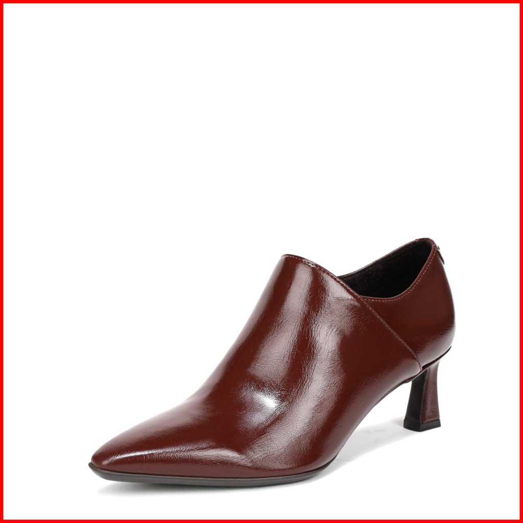 Faux Leather Ankle Booties With Flared Heel, Zip Closure, Size 6